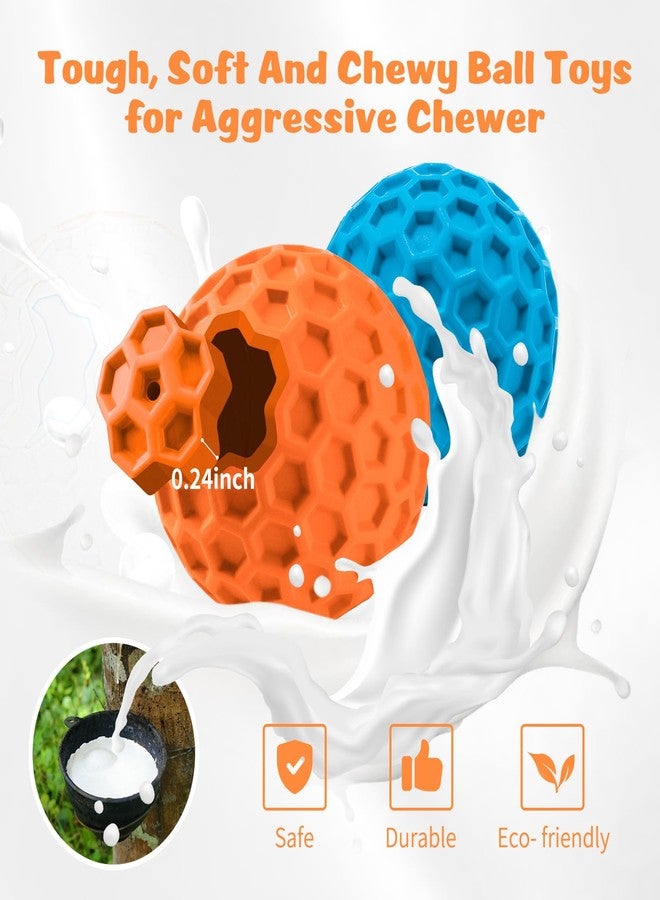 HIPPIH Indestructible Squeaky Dog Toys, Interactive Dog Balls 2 Pack, Chew Toys for Aggressive Chewers, Natural Rubber Puppy Toy for Large/Medium Dogs, Tough Puppy Teething Toy, Relieve Anxiety - Image 3